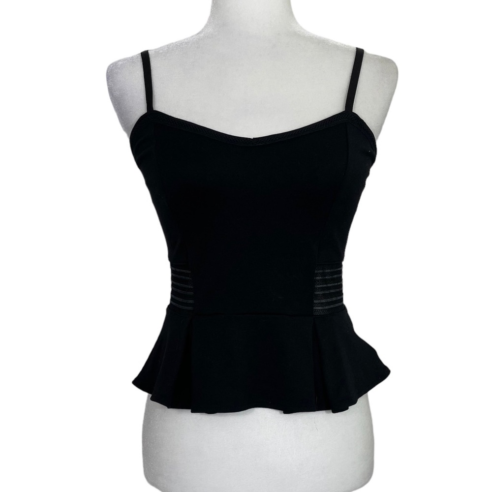 bebe Black Peplum Camisole with Slim Straps